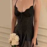 Lace Trim Polka Dot Sheer Halter Dress Sexy Elegant Design Spring Summer Fashion Wholesale Avail