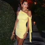 Fashionable Solid Color Ruched Bodycon Dress Off Shoulder Tie Detail Casual Style Perfect for Da