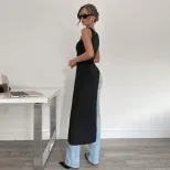 Long Womens T Shirt Slim Fit U Neck Unique Design Spring Summer Fashion Wholesale Available