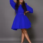 Fashionable Womens Dress Puff Sleeve Waist Defined Elegant Style Perfect for Parties and Events