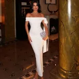 Elegant Bodycon Dress Ruffled Design Off Shoulder Neckline Adjustable Tie Perfect for Parties an