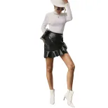 High Waist PU Mermaid Midi Skirt Versatile A Line Design Fashionable for Casual or Evening Wear
