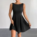 Summer Casual High Waist Dress Stylish Versatile Design Sexy Backless Comfortable Fabric Perfect