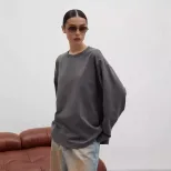 Womens Long Sleeve T Shirt 260g Combed Cotton Solid Color Loose Fit Casual Style High Quality Re