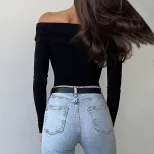 Off Shoulder Crop Top Sexy Elegant Spring Summer Style Perfect for Casual Outings Wholesale Avai