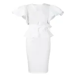 Elegant Ruffle Hem Bodycon Dress Solid Color Chic Design Perfect for Parties Wholesale Available
