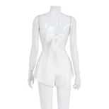Silk Like Camisole and Shorts Set Sexy Sweet Cool Ruffled Edge Perfect for Sleepwear or Loungewe