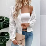 Autumn Long Sleeve Zip Decorated Cardigan Jacket Printed Design Lightweight Fabric Casual Style