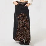 Leopard Print Denim Skirt Versatile Stylish Autumn Fashion Perfect for Streetwear Wholesale Avai