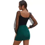High Waisted Corduroy Midi Skirt Chic Versatile Elegant Perfect for Casual or Formal Occasions W