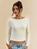 Womens Long Sleeve Knit Top Slim Fit Round Neck Soft Apricot Fabric Casual Wear