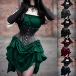 Anime Inspired Strapless Dress Lace Trim Waist Cinching Flared Hem Backless Perfect for Festival