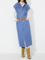 Denim Dress Single Breasted Lapel Collar Fashionable Style Casual Wear for Women Ready to Ship