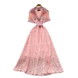 Elegant French Style Short Sleeve Dress for Women with Lace and Belted Waist in Summer Colors Wholesale
