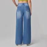 Wide Leg Denim Trousers Casual Style European and American Fashion Comfortable Fit Wholesale Ava