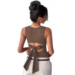 Elegant Womens T Shirt with Bow Back Design Summer Style Lightweight Fabric Chic Look Wholesale