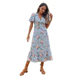 Elegant Summer Beach Dress for Women European Style Lace Up Design Lightweight Fabric Perfect fo