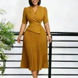 Elegant African Dress Stylish 5 Point Sleeve Suit Collar Summer Fashion Perfect for Parties and