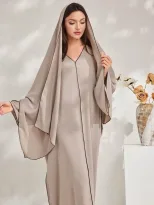 Al Najma Women s Solid Color V Neck Batwing Sleeve Loose Str