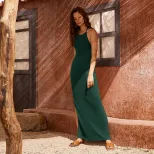 Womens Sexy Backless Split Bodycon Midi Dress Elegant Design Spaghetti Straps Summer Fashion Who