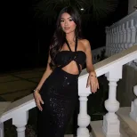 Backless Halter Bodycon Dress Sexy Hollow Out High Waist Sequined Evening Party or Cocktail Wear