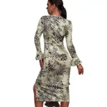 Elegant Leopard Print Bodycon Dress Long Sleeve Fashionable Chic Design Perfect for Parties and