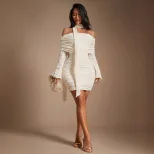 Off Shoulder Dress Summer Bodycon Fit Halter Neck Textured Fabric Short Length Wholesale Available