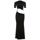 Womens Bodycon Dress Sexy Hollow Design Short Sleeve Solid Color Spring Fashion Wholesale Availa
