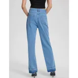 High Waisted Straight Leg Jeans Vintage Inspired Casual Split Hem Design Womens Fashion for Ever