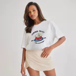 Womens Summer Graphic T Shirt Loose Fit Round Neck Short Sleeve 100 Cotton Casual Everyday Wear