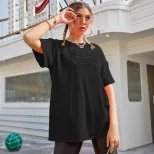 Casual Loose Fit T Shirt Comfortable Trendy Letter Print Everyday Wear Wholesale Available