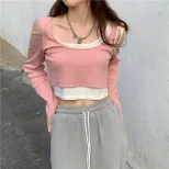 Womens Long Sleeve Crop T Shirt Slim Fit Early Autumn Casual Wear
