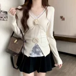 Lace Panel Long Sleeve T Shirt for Women Slim Fit Waist Design Autumn Fashion