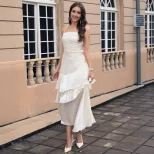 Elegant French Style Womens Maxi Dress Sweet Aesthetic Spaghetti Straps Perfect for Parties and