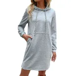 Striped Color Block Sweatshirt Dress Womens Fashion Autumn Winter Style Casual Wear Wholesale Av