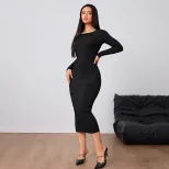 Fashionable Womens Midi Dress Simple Design Sexy Backless Bodycon Fit Spring Summer Occasion Who