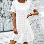 Short Sleeve Solid Color Dress Fresh and Sweet Style Perfect for Summer Occasions Wholesale Avai