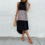 Sleeveless Leopard Print Bodycon Dress Summer Style European and American Fashion Perfect for Pa