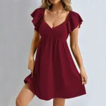 V Neck Casual Mini Dress Loose Fit Summer Style Trendy Design Perfect for Parties and Everyday W
