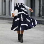 Casual A Line Skirt Irregular Print Trendy Design Womens Fashion Suitable for Daily Wear Wholesa