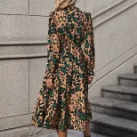Long Sleeve Leopard Print Dress Mid Length Autumn Fashion Casual Wear Wholesale Available OEM OD