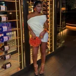 Elegant Womens Bodycon Dress Solid Color Off Shoulder Sleeveless Chic Style Perfect for Parties