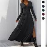 Elegant Lace V Neck Bodycon Dress Solid Color Slim Fit Sophisticated Style Perfect for Evening E