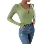 Womens Casual Knit Long Sleeve T Shirt Comfortable Slim Fit Hollow Out Design Versatile Fashion