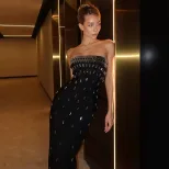 Elegant Strapless Evening Dress Slim Fit Solid Color Rhinestone Embellished Perfect for Cocktail