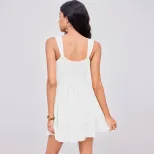 Square Neck Ruched Waist A Line Dress Slim Fit Unique Design Short Length Perfect for Parties an