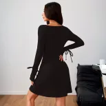 Womens Fashionable Simple Commuter Dress Slim Fit Short Skirt Red Color Spring Summer Collection