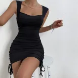 Summer Party Dress Sleeveless Bodycon Ruched Knit Sexy European and American Style Wholesale Ava