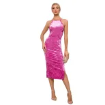 Sleeveless Backless Velvet Bodycon Dress Sexy Split Design Elegant Style Spring Summer Collectio