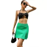 High Waisted A Line Denim Skirt Casual Split Design Bodycon Fit European and American Style Perf